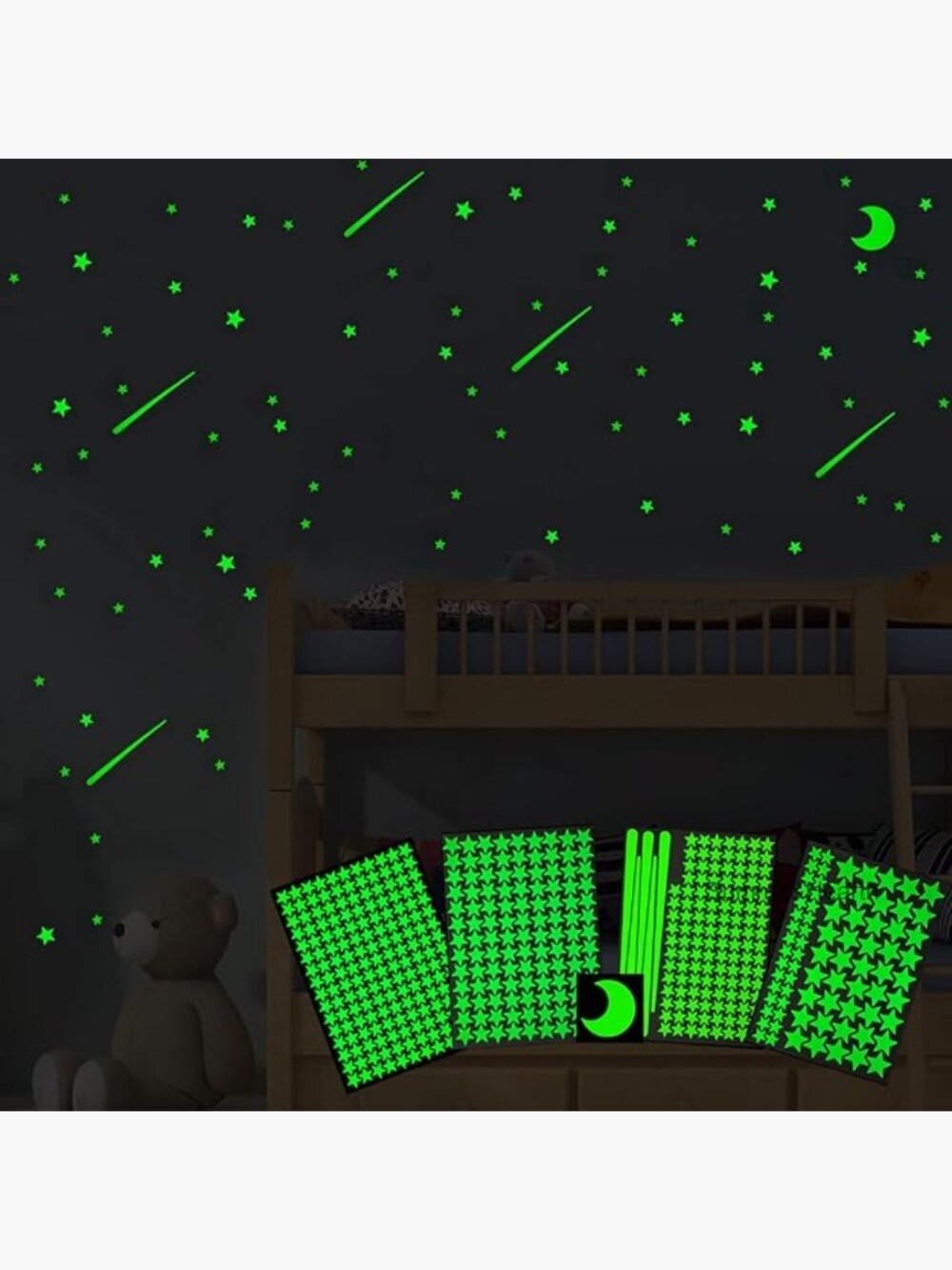 Glow in the Dark Stars & Moon Wall Stickers, 500pcs Room Decor